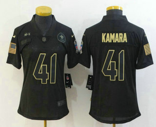 Women's New Orleans Saints #41 Alvin Kamara Black 2020 Salute To Service Stitched NFL Nike Limited Jersey