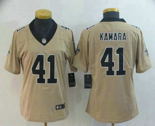 Women's New Orleans Saints #41 Alvin Kamara Cream 2019 Inverted Legend Stitched NFL Nike Limited Jersey