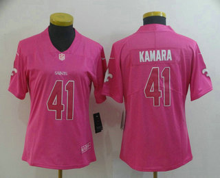 Women's New Orleans Saints #41 Alvin Kamara Pink Fashion 2017 Rush NFL Nike Limited Jersey