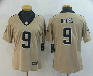 Women's New Orleans Saints #9 Drew Brees Cream 2019 Inverted Legend Stitched NFL Nike Limited Jersey