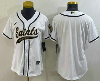 Women's New Orleans Saints Blank White With Patch Cool Base Stitched Baseball Jersey