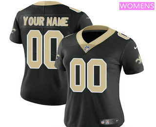 Women's New Orleans Saints Custom Vapor Untouchable Black Team Color NFL Nike Limited Jersey