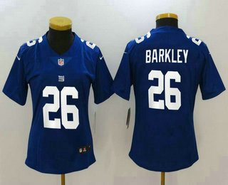 Women's New York Giants #26 Saquon Barkley Blue 2018 Vapor Untouchable Stitched NFL Nike Limited Jersey