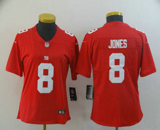 Women's New York Giants #8 Daniel Jones Red 2019 Vapor Untouchable Stitched NFL Nike Limited Jersey