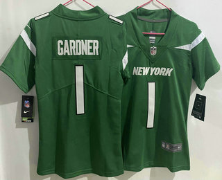 Women's New York Jets #1 Sauce Gardner 2022 Green Vapor Untouchable Limited Stitched Jersey