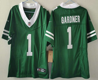 Women's New York Jets #1 Sauce Gardner Limited Green 2024 FUSE Vapor Jersey