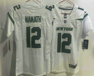 Women's New York Jets #12 Joe Namath Limited White Vapor Jersey