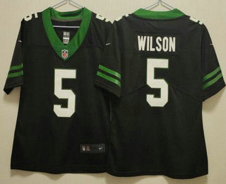 Women's New York Jets #5 Garrett Wilson Limited Black 2024 Vapor Jersey