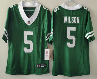 Women's New York Jets #5 Garrett Wilson Limited Green 2024 FUSE Vapor Jersey