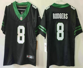 Women's New York Jets #8 Aaron Rodgers Limited Black 2024 FUSE Vapor Jersey