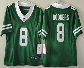 Women's New York Jets #8 Aaron Rodgers Limited Green 2024 FUSE Vapor Jersey