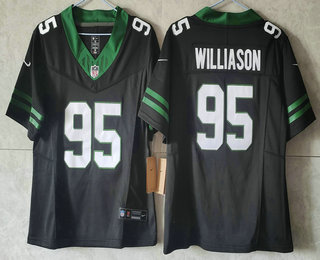 Women's New York Jets #95 Quinnen Williams Limited Black 2024 FUSE Vapor Jersey