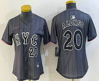 Women's New York Mets #20 Pete Alonso Number Grey 2024 City Connect Cool Base Stitched Jersey