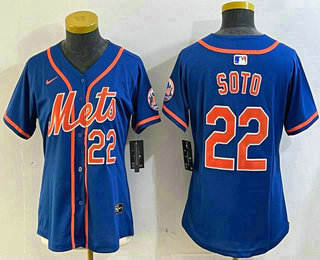 Women's New York Mets #22 Juan Soto Number Blue Limited Stitched Jersey