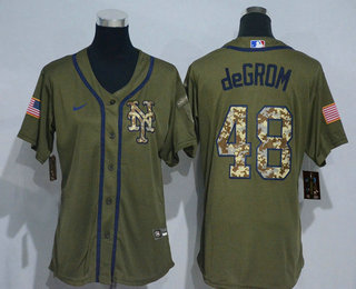 Women's New York Mets #48 Jacob deGrom Green Salute To Service Stitched MLB Cool Base Nike Jersey