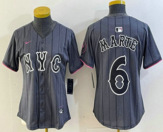 Women's New York Mets #6 Starling Marte Gray 2024 City Connect Cool Base Stitched Jersey