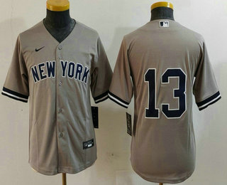 Women's New York Yankees #13 Joey Gallo Grey No Name Stitched Nike Cool Base Jersey