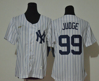 Women's New York Yankees #99 Aaron Judge White Throwback Stitched MLB Cool Base Nike Jersey