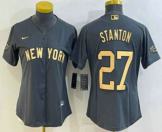 Women's New York Yankees #27 Giancarlo Stanton Grey 2022 All Star Stitched Cool Base Nike Jersey