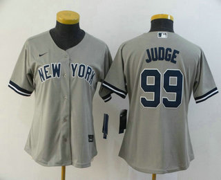 Women's New York Yankees #99 Aaron Judge Gray Stitched MLB Cool Base Nike Jersey