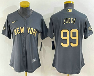 Women's New York Yankees #99 Aaron Judge Grey 2022 All Star Stitched Cool Base Nike Jersey