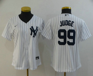 Women's New York Yankees #99 Aaron Judge White Stitched MLB Cool Base Nike Jersey