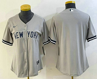 Women's New York Yankees Blank Gray Stitched MLB Cool Base Nike Jersey