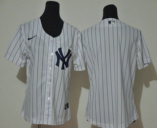 Women's New York Yankees Blank White Home Stitched MLB Cool Base Nike Jersey