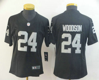 Women's Oakland Raiders #24 Charles Woodson Black 2017 Vapor Untouchable Stitched NFL Nike Limited Jersey