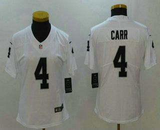 Women's Oakland Raiders #4 Derek Carr White 2017 Vapor Untouchable Stitched NFL Nike Limited Jersey