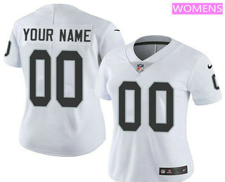 Women's Oakland Raiders Custom Vapor Untouchable White Road NFL Nike Limited Jersey