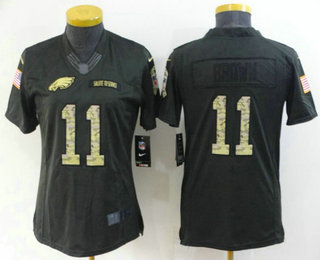 Women's Philadelphia Eagles #11 AJ Brown Black Anthracite 2022 Salute To Service Stitched NFL Nike Limited Jersey