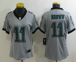 Women's Philadelphia Eagles #11 AJ Brown Grey 2019 Inverted Legend Stitched NFL Nike Limited Jersey