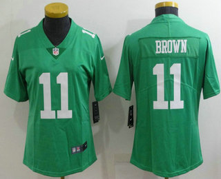 Women's Philadelphia Eagles #11 AJ Brown Light Green 2021 Vapor Untouchable Stitched NFL Nike Limited Jersey