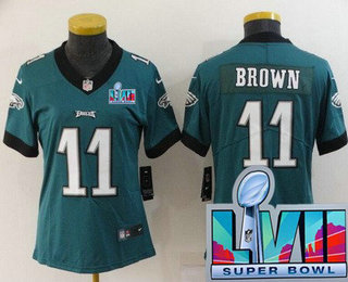 Women's Philadelphia Eagles #11 AJ Brown Limited Green Super Bowl LVII Vapor Jersey