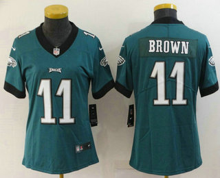 Women's Philadelphia Eagles #11 AJ Brown Midnight Green 2022 Vapor Untouchable Stitched NFL Nike Limited Jersey