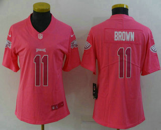 Women's Philadelphia Eagles #11 AJ Brown Pink Fashion 2017 Rush NFL Nike Limited Jersey