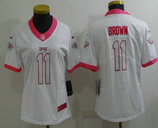 Women's Philadelphia Eagles #11 AJ Brown White Pink 2016 Color Rush Fashion NFL Nike Limited Jersey