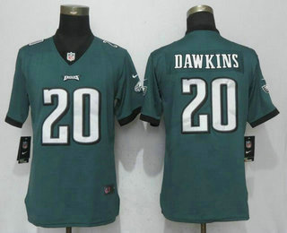 Women's Philadelphia Eagles #20 Brian Dawkins Midnight Green 2017 Vapor Untouchable Stitched NFL Nike Limited Jersey