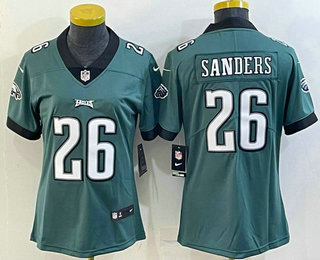 Women's Philadelphia Eagles #26 Miles Sanders Green Vapor Untouchable Limited Stitched Jersey