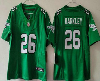 Women's Philadelphia Eagles #26 Saquon Barkley Limited Kelly Green FUSE Vapor Jersey