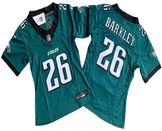 Women's Philadelphia Eagles #26 Saquon Barkley Limited Midnight Green New Logo FUSE Vapor Jersey