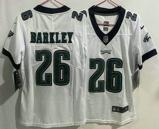 Women's Philadelphia Eagles #26 Saquon Barkley White Vapor Limited Stitched Jersey