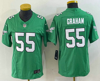 Women's Philadelphia Eagles #55 Brandon Graham Green 2023 FUSE Vapor Limited Throwback Stitched Jersey