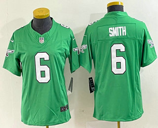 Women's Philadelphia Eagles #6 DeVonta Smith Green 2023 FUSE Vapor Limited Throwback Stitched Jersey