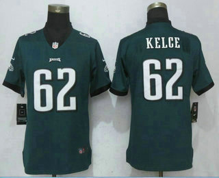 Women's Philadelphia Eagles #62 Jason Kelce Midnight Green 2017 Vapor Untouchable Stitched NFL Nike Limited Jersey