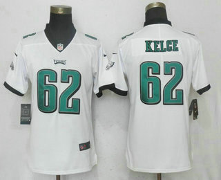 Women's Philadelphia Eagles #62 Jason Kelce White 2017 Vapor Untouchable Stitched NFL Nike Limited Jersey