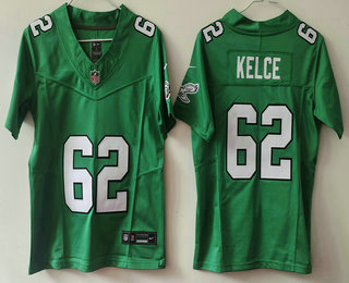 Women's Philadelphia Eagles #62 Jason Kelly Green FUSE Vapor Limited Throwback Jersey