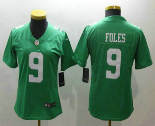 Women's Philadelphia Eagles #9 Nick Foles Light Green 2017 Vapor Untouchable Stitched NFL Nike Limited Jersey