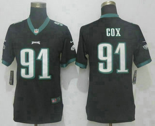 Women's Philadelphia Eagles #91 Fletcher Cox Black 2017 Vapor Untouchable Stitched NFL Nike Limited Jersey